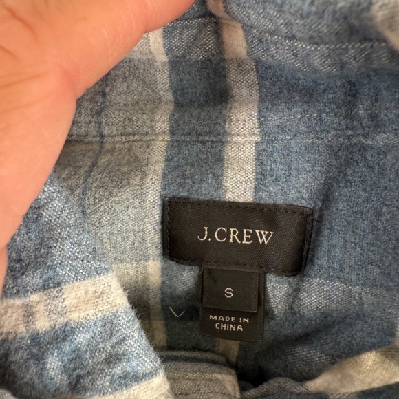 J. Crew Button Down Flannel Shirt Leather Elbow Patches Blue Men's Small - Picture 2 of 9